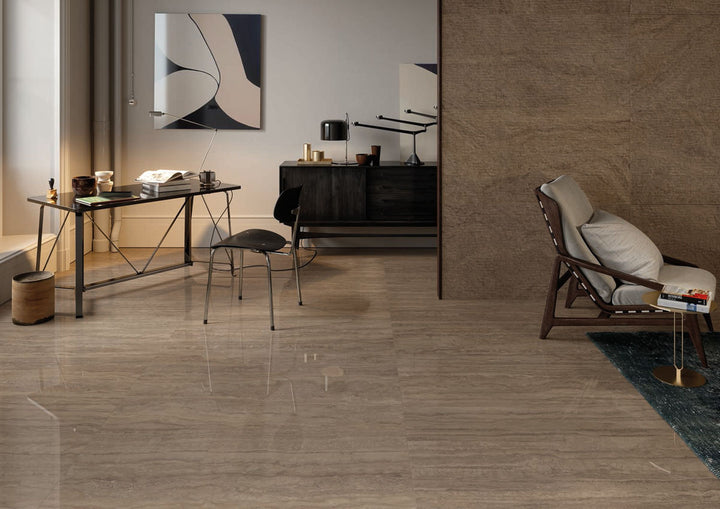 Proza | Travertine | Vein Cut Chocolate